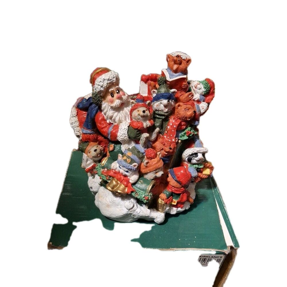 Santa Loading Cats In Sled Figurine Resin 4.5 In High Whimsical Christmas Decor